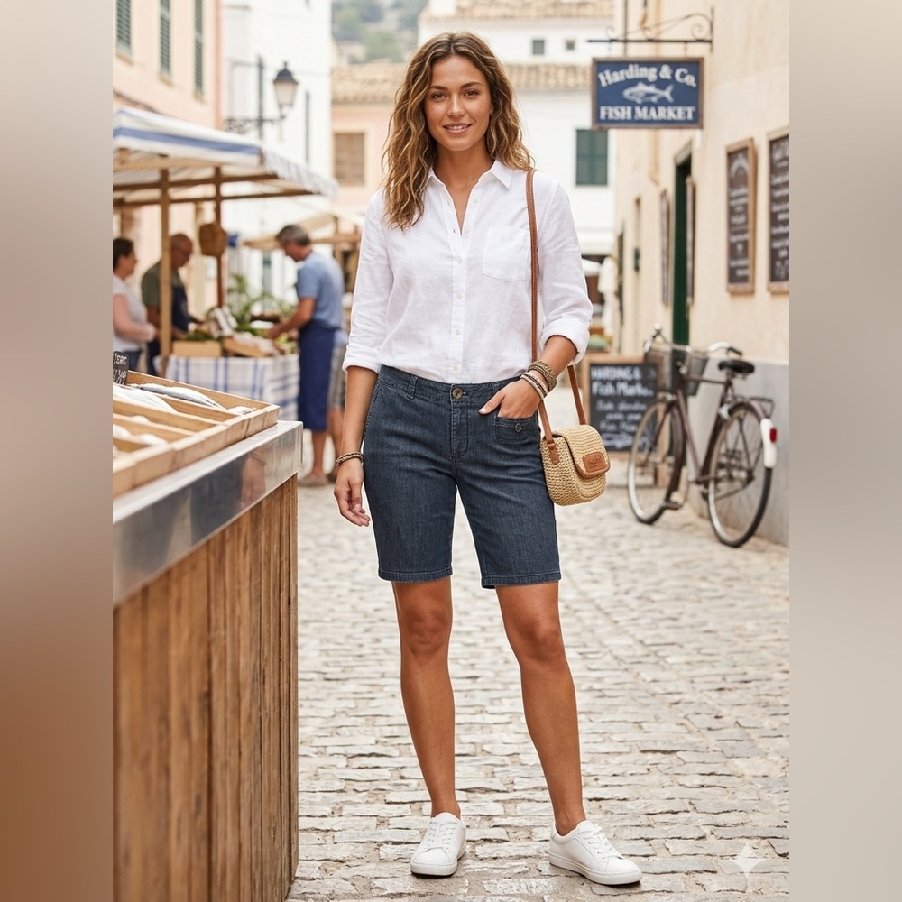 Dockers Women's Dark Blue Denim Bermuda Shorts